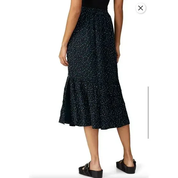 NWOT Coach Tiered Midi Skirt with Snaps Ruffle Hem Dots Multicolor Silk Size 6 - Picture 2 of 8